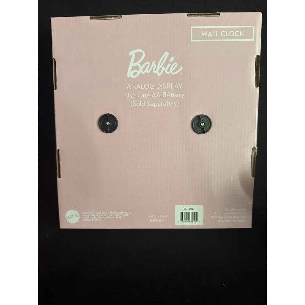 Barbie Wall Clock Hot Pink Analog Display Mattel Silhouette‎ Logo BAB1060BX NEW